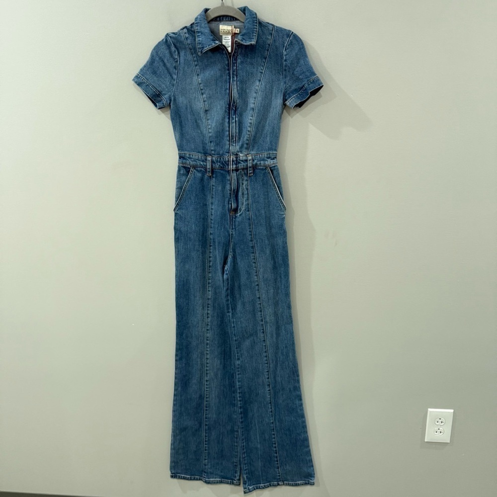 NWT Alive + Olivia Jumpsuit Gorgeous Wide Leg Zip Up Denim in Love Me Blue - Picture 10 of 16